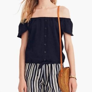 Madewell Open Shoulder Tie Crop top